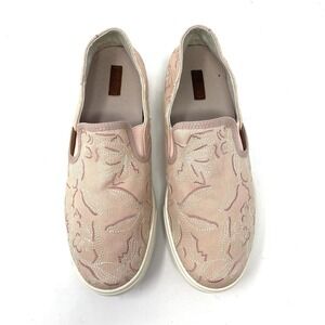 Olukai Women's 9 Pink Slip On Sneakers Shoes 'Pehuea Humu Lau Embroidered Canvas